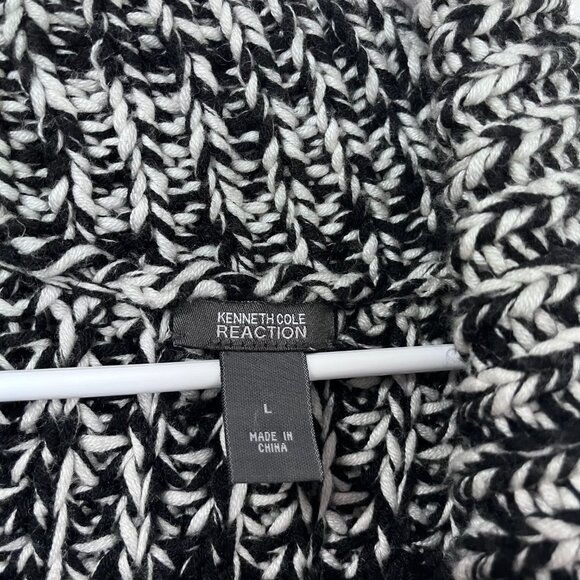 Kennith Cole Reaction Long Blacka and White Snap Front Sweater Jacket Size Large - Picture 6 of 12